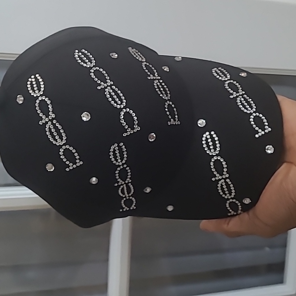 Bebe Black Rhinestone Cap - OSFM - Picture 9 of 11